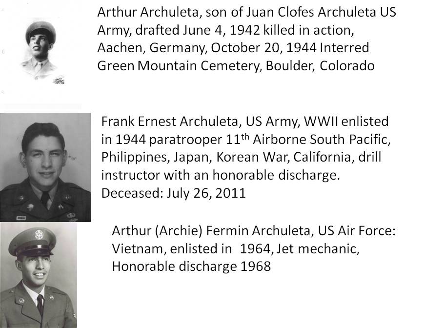 Arthur Archuleta; Juan Clofes Archuleta; Frank Earnest Archuleta; Arthur Fermin Archuleta